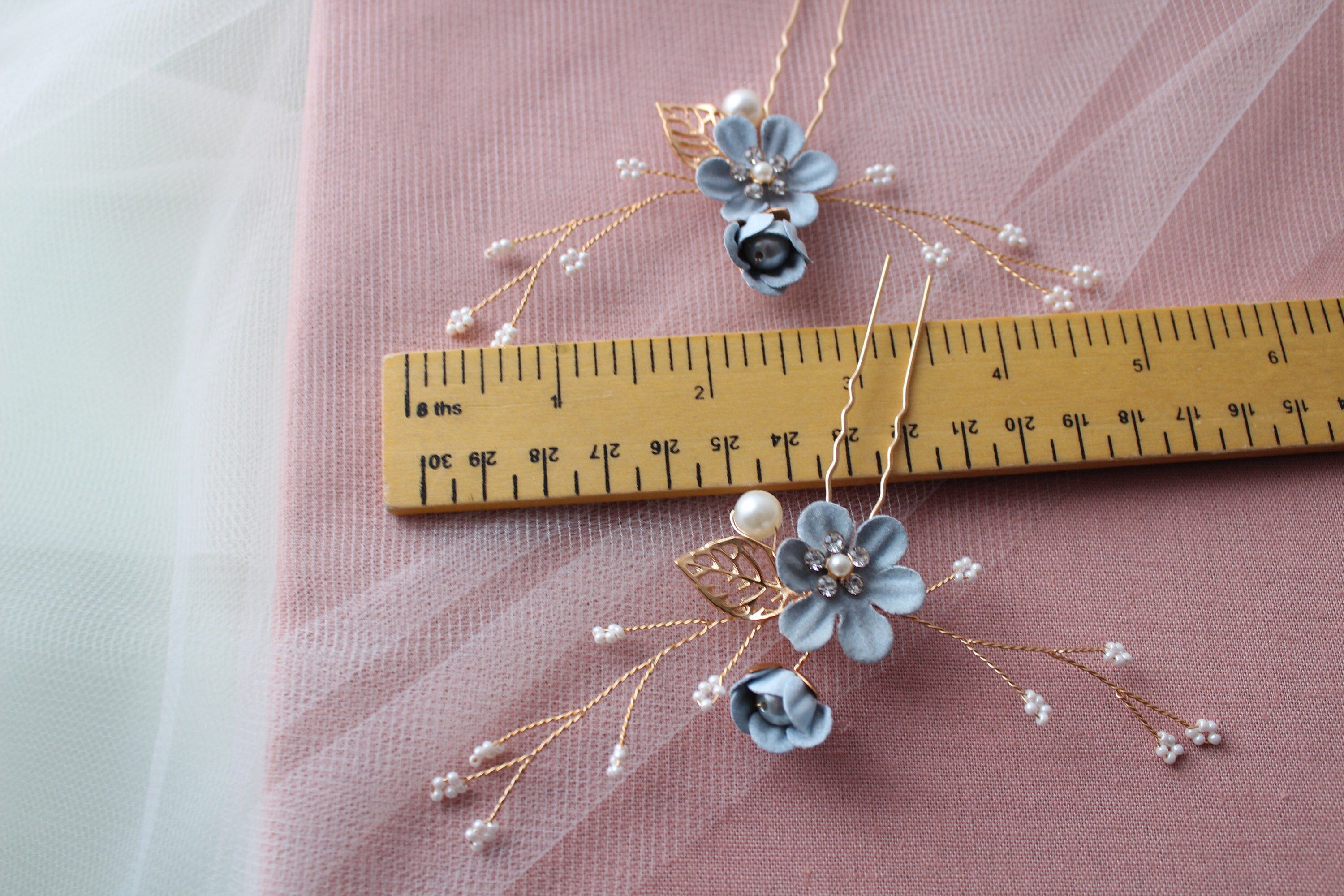 Something Blue Bridesmaid hair pins Gold Wedding hair Etsy