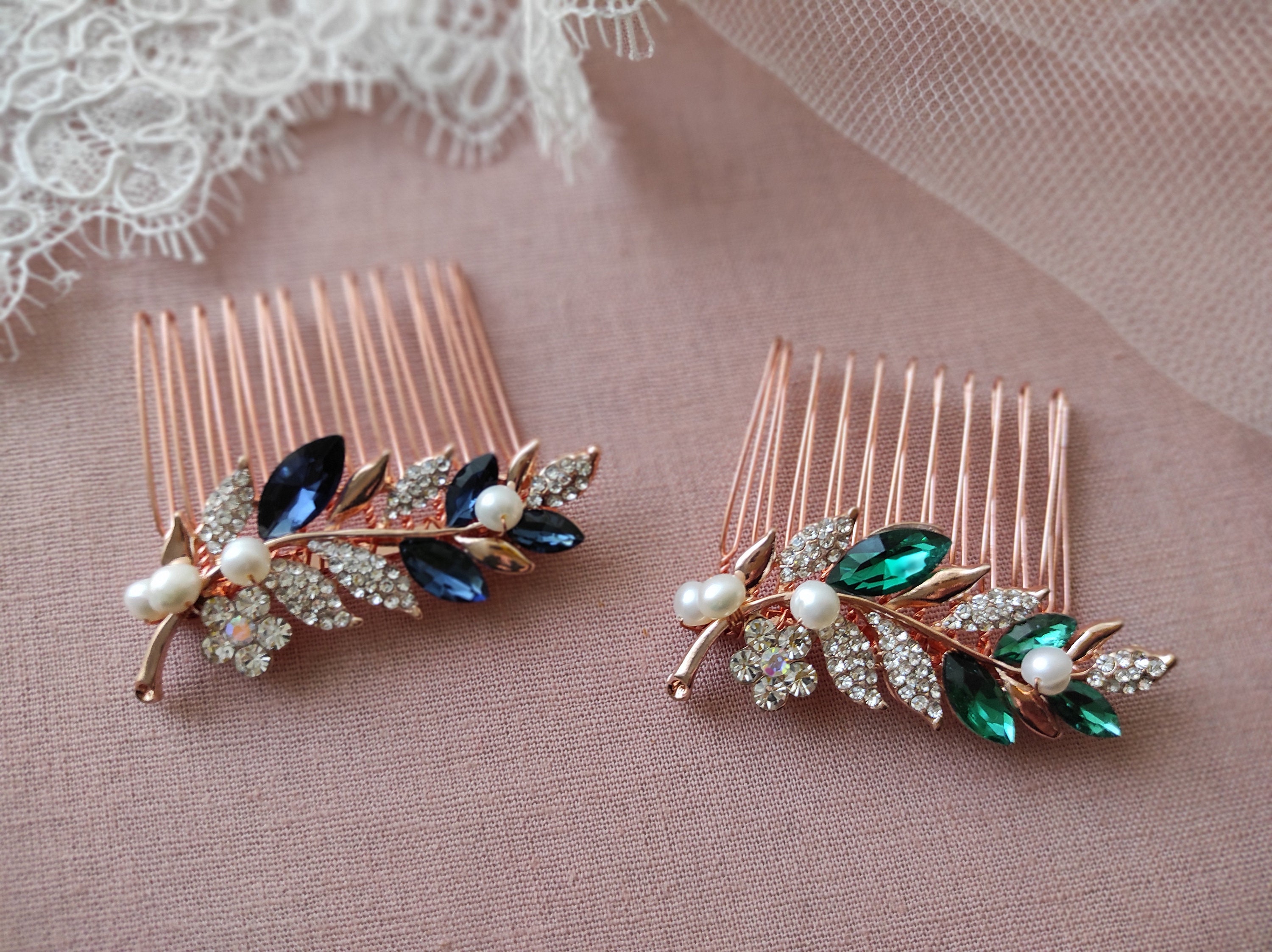 1. Rose Gold and Blue Hair Comb by Lulu Splendor - wide 5