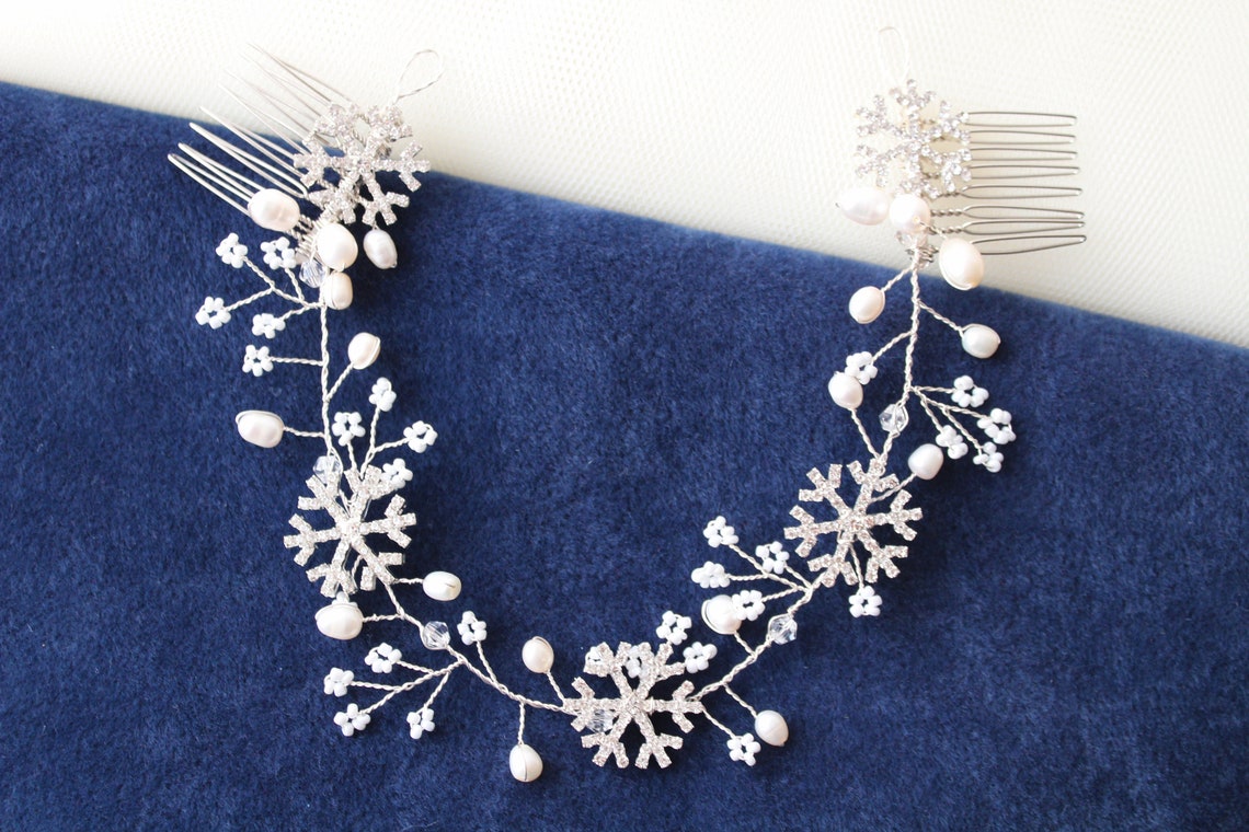 Snowflake bridal hair Snowflake hair comb Bridal hair comb Etsy