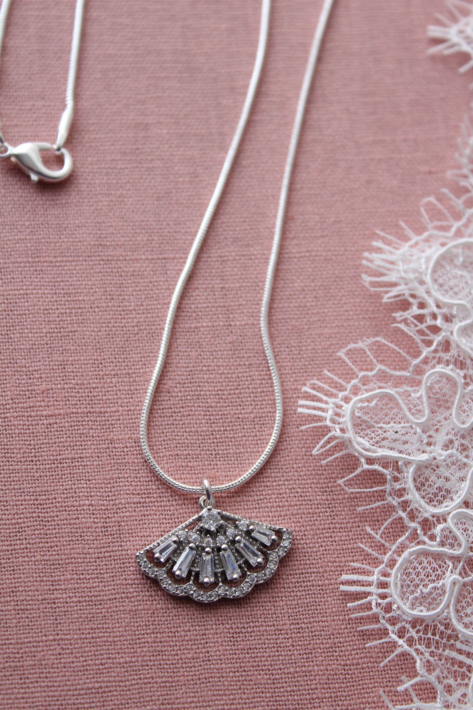 Art Deco Necklace Fan Crystal Necklace Fan Necklace Prom Etsy
