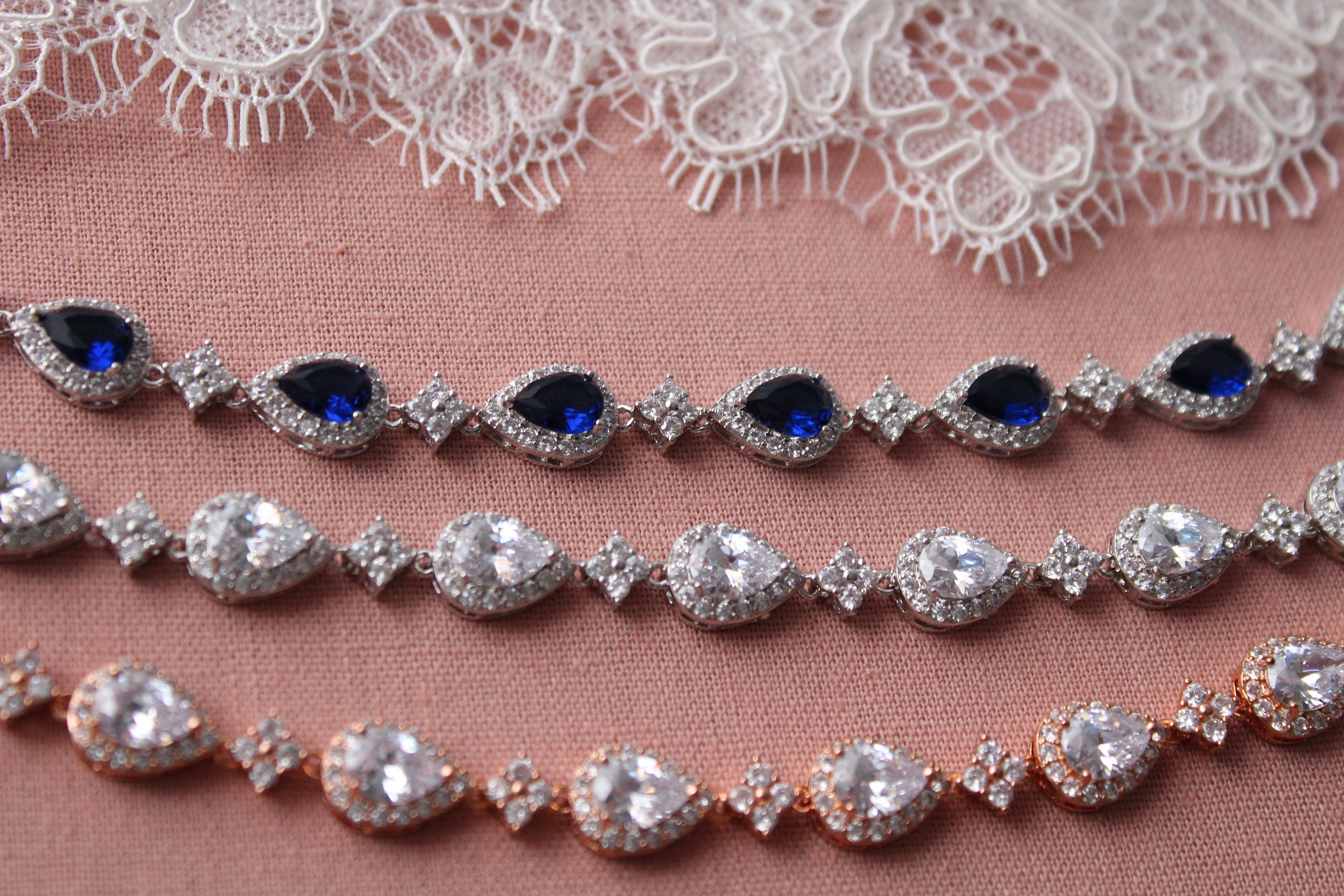 Crystal Drop Bridal Bracelet Wedding Bracelet Blue Crystal - Etsy UK