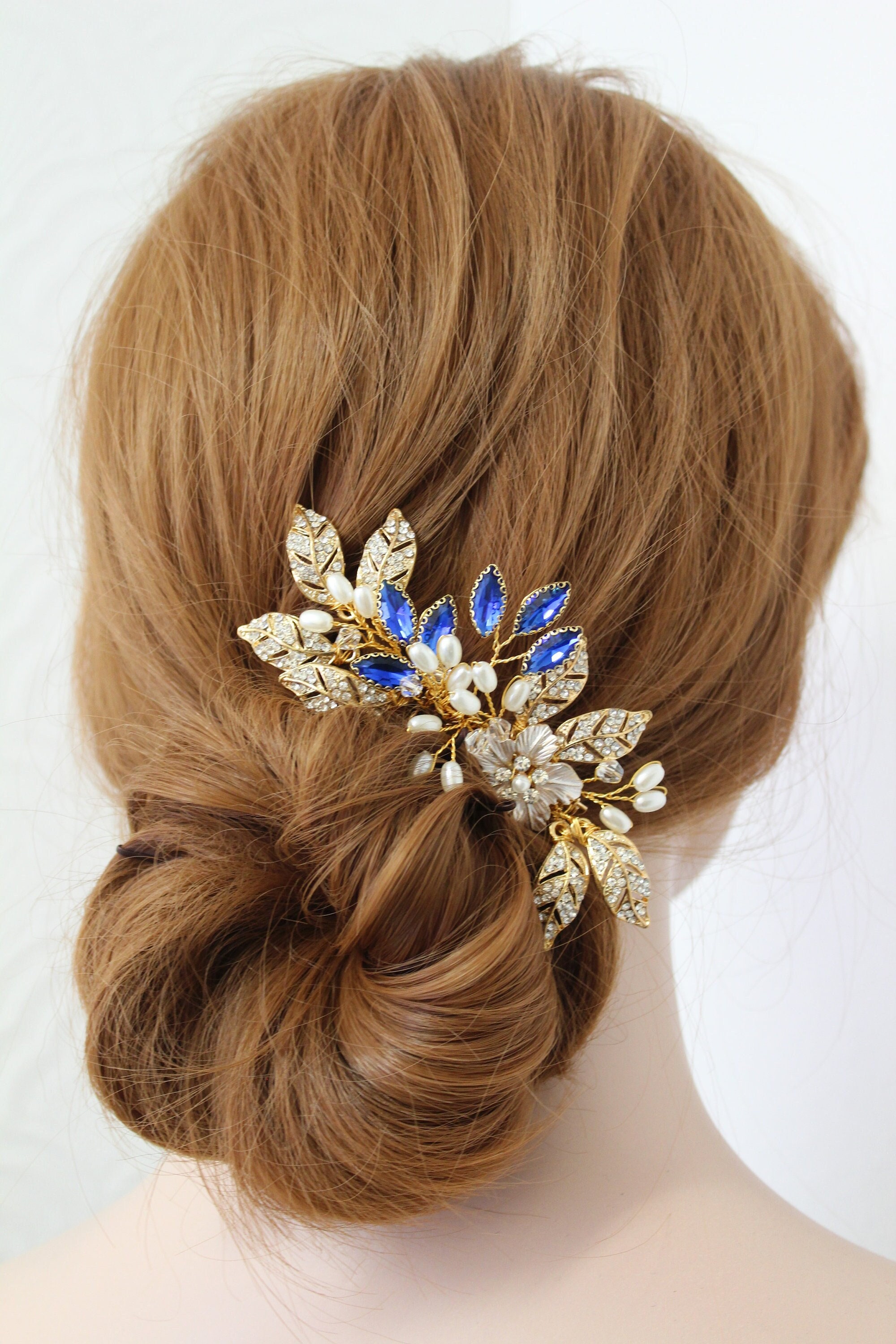 Navy and gold hair accessories deals
