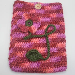 かぎ針編みブック電子書籍リーダー用スリーブ（8インチ×6インチ）ノート、ジャーナル、スケッチブック、プランナー、かぎ針編みブックカバー、かぎ針編みギフト、本好きへのギフト、かぎ針編みスリーブ