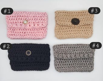 Handgemaakte gehaakte portemonnee met drukknoopsluiting - 4" x 2" Moederdagcadeaus Portemonneeaccessoires Gehaakte portemonnee Gehaakte geschenken kleine portemonneetas