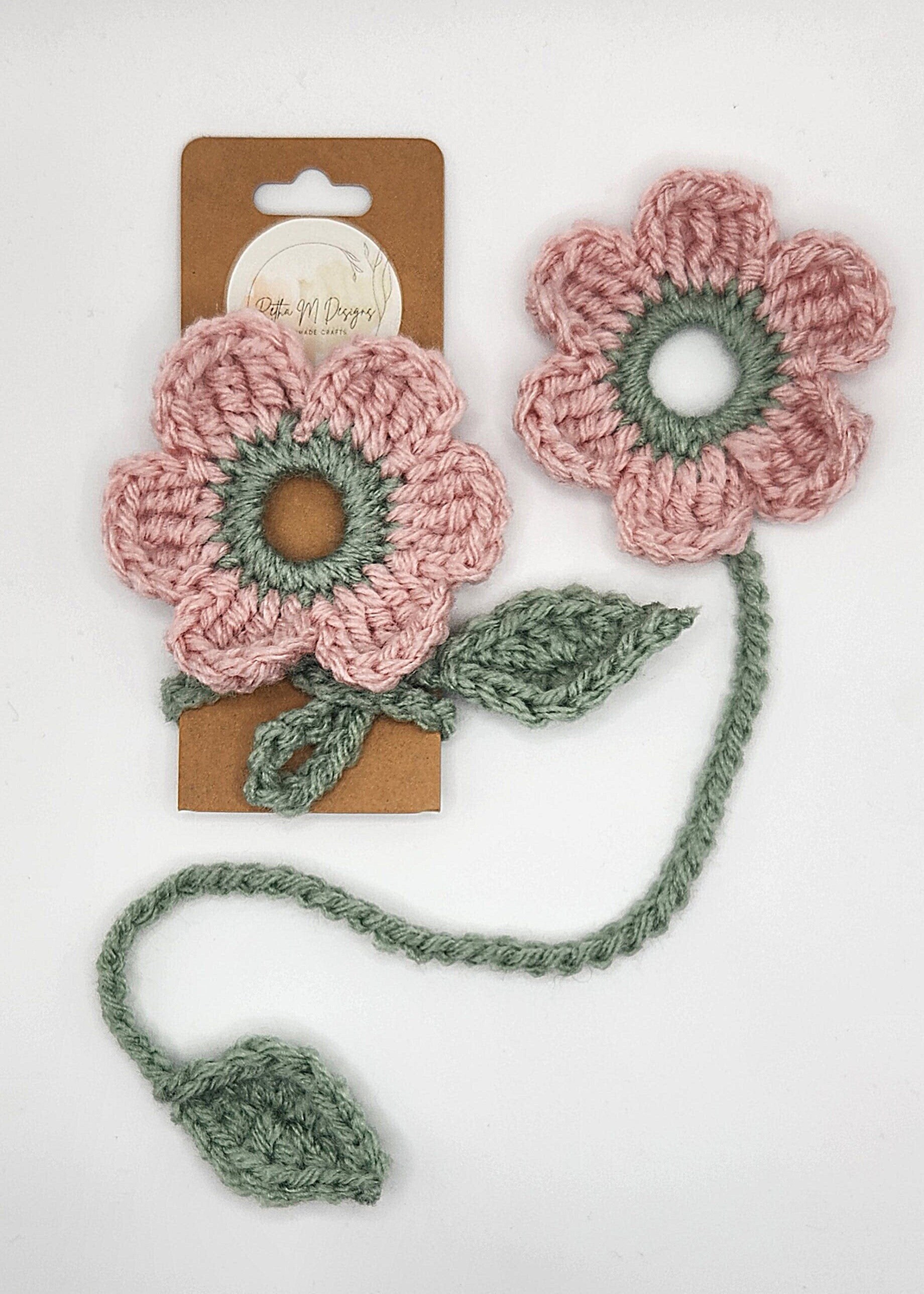 Handmade Flower Crochet Bookmarks- 9"-10" Vibrant Flowers  Book Lover Gift Journaling Notebooks Crochet Flowers Wildflowers Bookmarks Spring