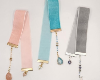Handgemaakte bladwijzer met hanger fluwelen vintage boekenlegger - 9" x 1" tijdschriften, notitieboeken bladwijzer geschenken boekenliefhebbers geschenken lezen accessoires geschenken