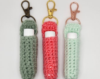 Gehaakte lippenbalsemhouder en sleutelhanger 2"1/2 - tasaccessoires Gehaakte cadeaus Sleutelhangeraccessoires Gehaakte sleutelhanger Gehaakte houder