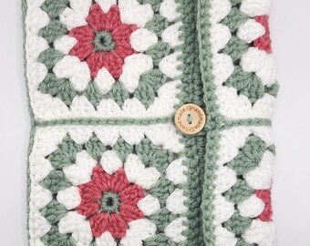Bloemen gehaakt boek e-reader sleeve (9 x 6 inch) met bloemen bladwijzer notitieboeken dagboeken schetsboeken planners gehaakte boekomslag boekenliefhebber cadeau
