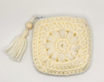Handgemaakte gehaakte kleine muntzakje Accessoiretas met rits-3 "X 3" gehaakte portemonnee Gehaakte accessoires Valentijnsdagcadeau Moederdagcadeau