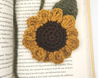 Handmade Sunflower Crochet Bookmarks- (10&quot;-12&quot;) Vibrant Flowers Book Lover Gift Journaling Notebooks Crochet Flowers Sunflower Bookmark