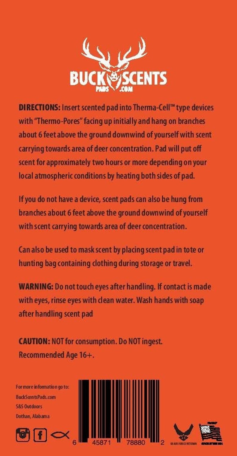 Buck Scents Pads PERSIMMON Cover Scent & Lure Pads 5 Pieces Etsy