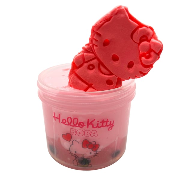 Hello Kitty Boba slime, clear slime, thick and glossy slime, DIY clay slime kit, Sanrio, scented slime, free shipping, gift for teens