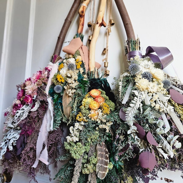 Dried Flower Witch Broom 28"