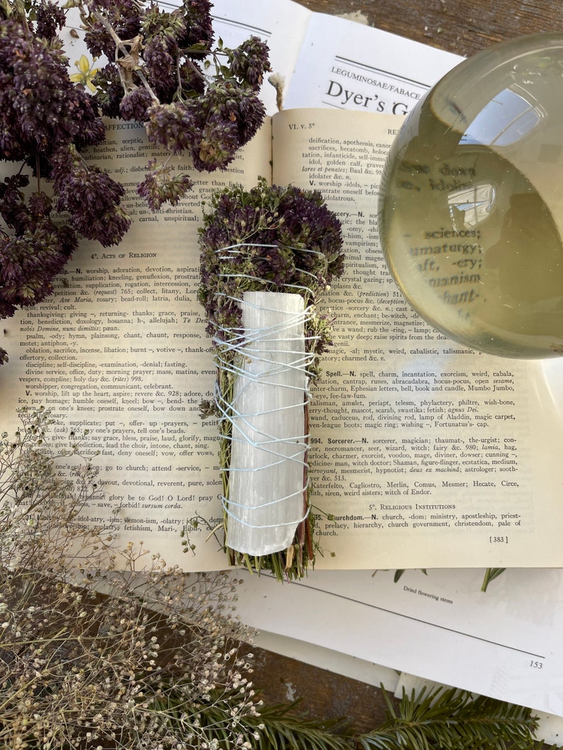 RENEWAL Selenite Oregano Sage Alternative Smudge Stick/crystal Etsy