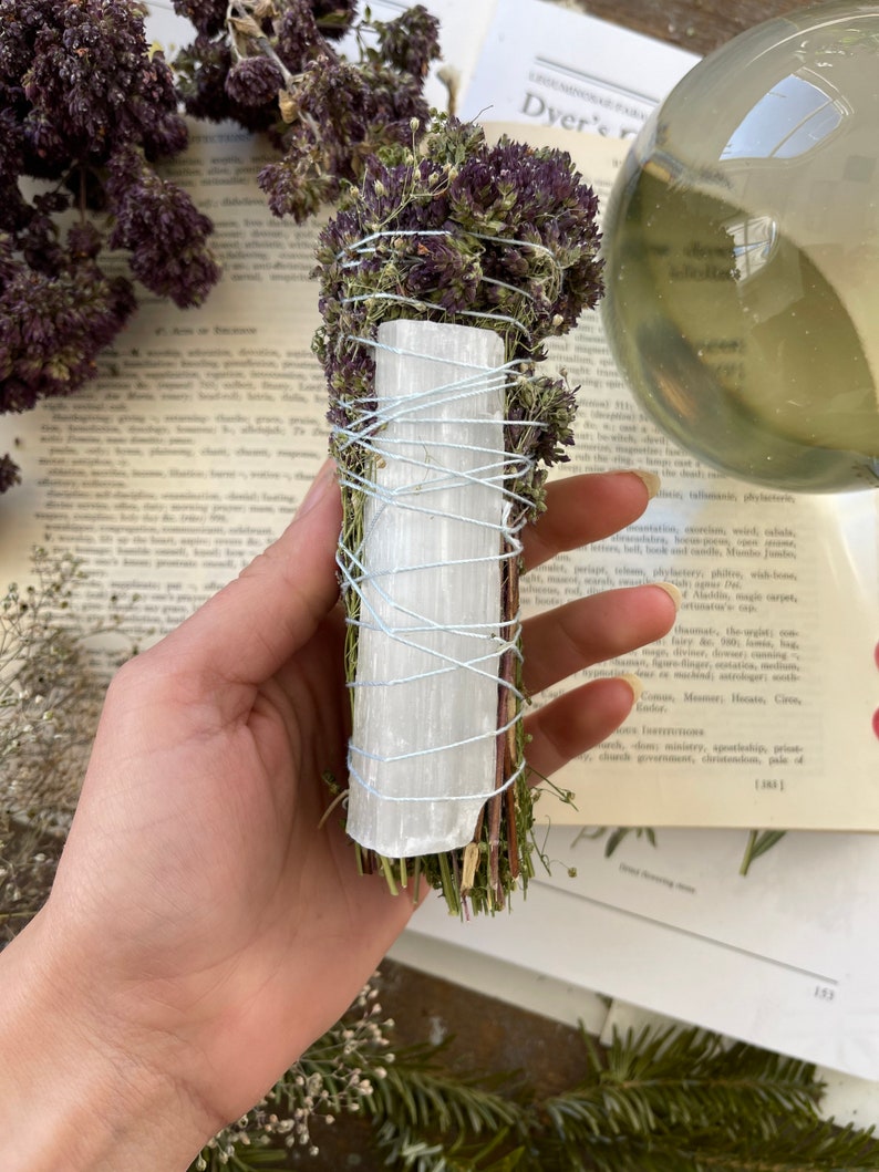 RENEWAL Selenite Oregano Sage Alternative Smudge Stick/crystal Etsy