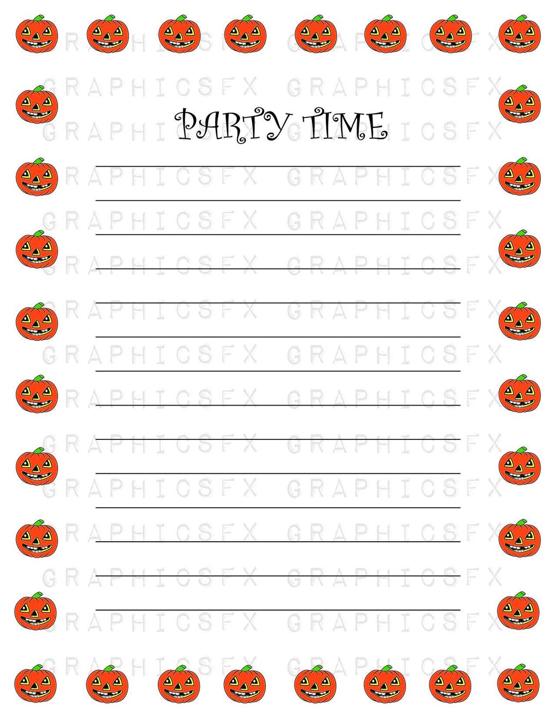 Halloween Party List Border With Jackolanterns Design 002. Use for a