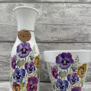Pansy plant  pot, pansy  vase, plant pot inside or out, pansy, pansie, pansy gifts