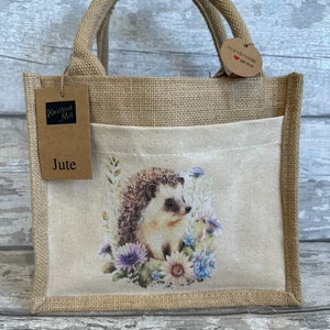 Hedgehog bag, jute bag, hessian bag, hedgehog gifts, hedgehog bag, hedgehog