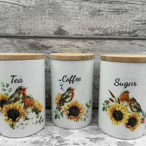 Robin  tea, coffee, sugar canisters, kitchen canisters biscuit jar, tractor gifts, Robin decor