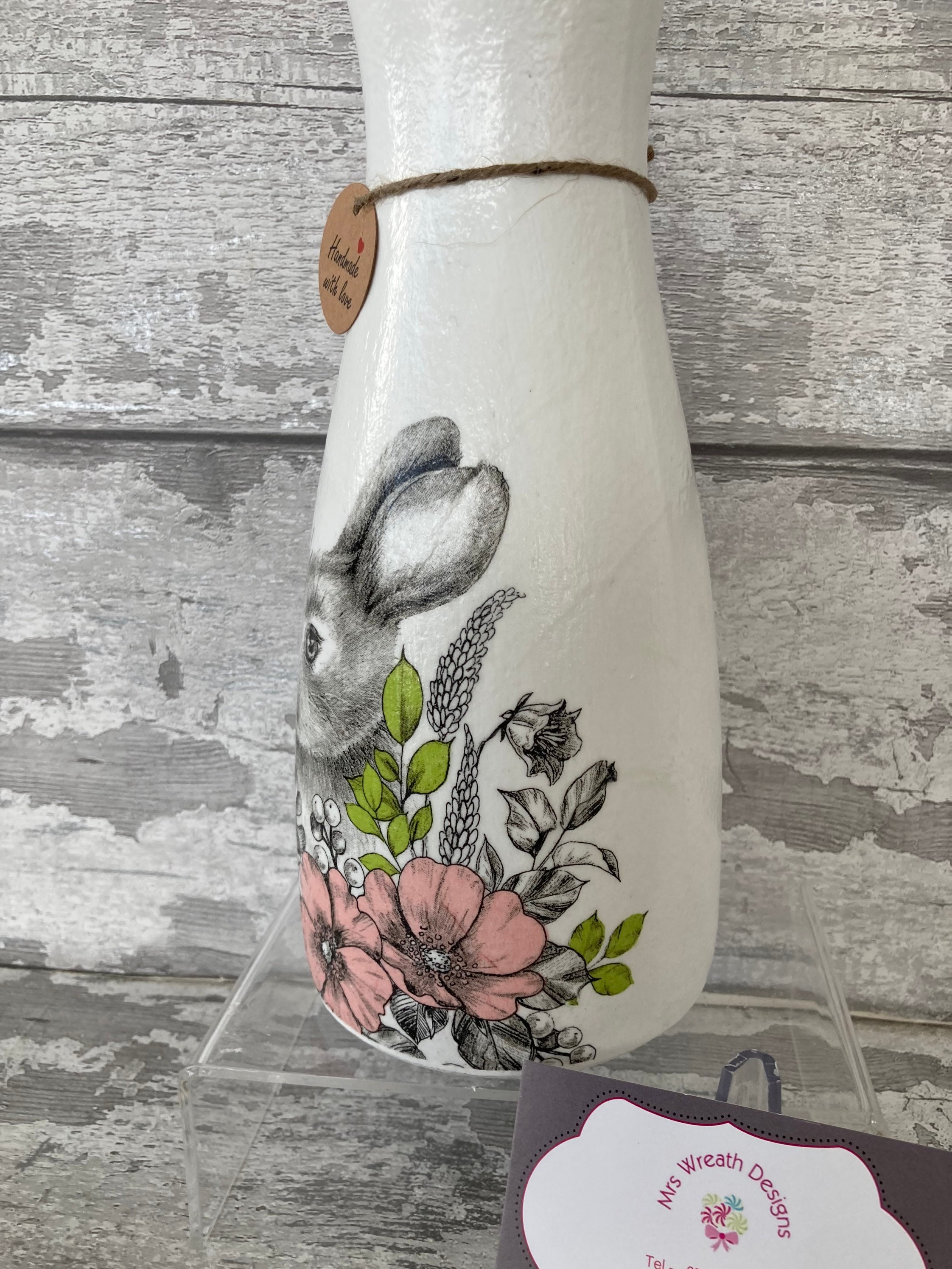 Bunny Vase Rabbit Vase Easter Decoupage Vase Gift Etsy UK