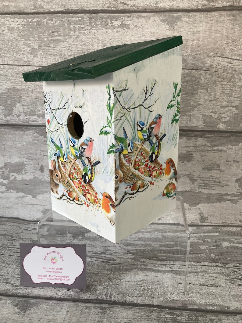 Robin bird box nesting box decoupaged garden gifts Xmas Etsy