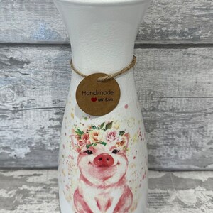 Pig vase - decoupage, pig gifts
