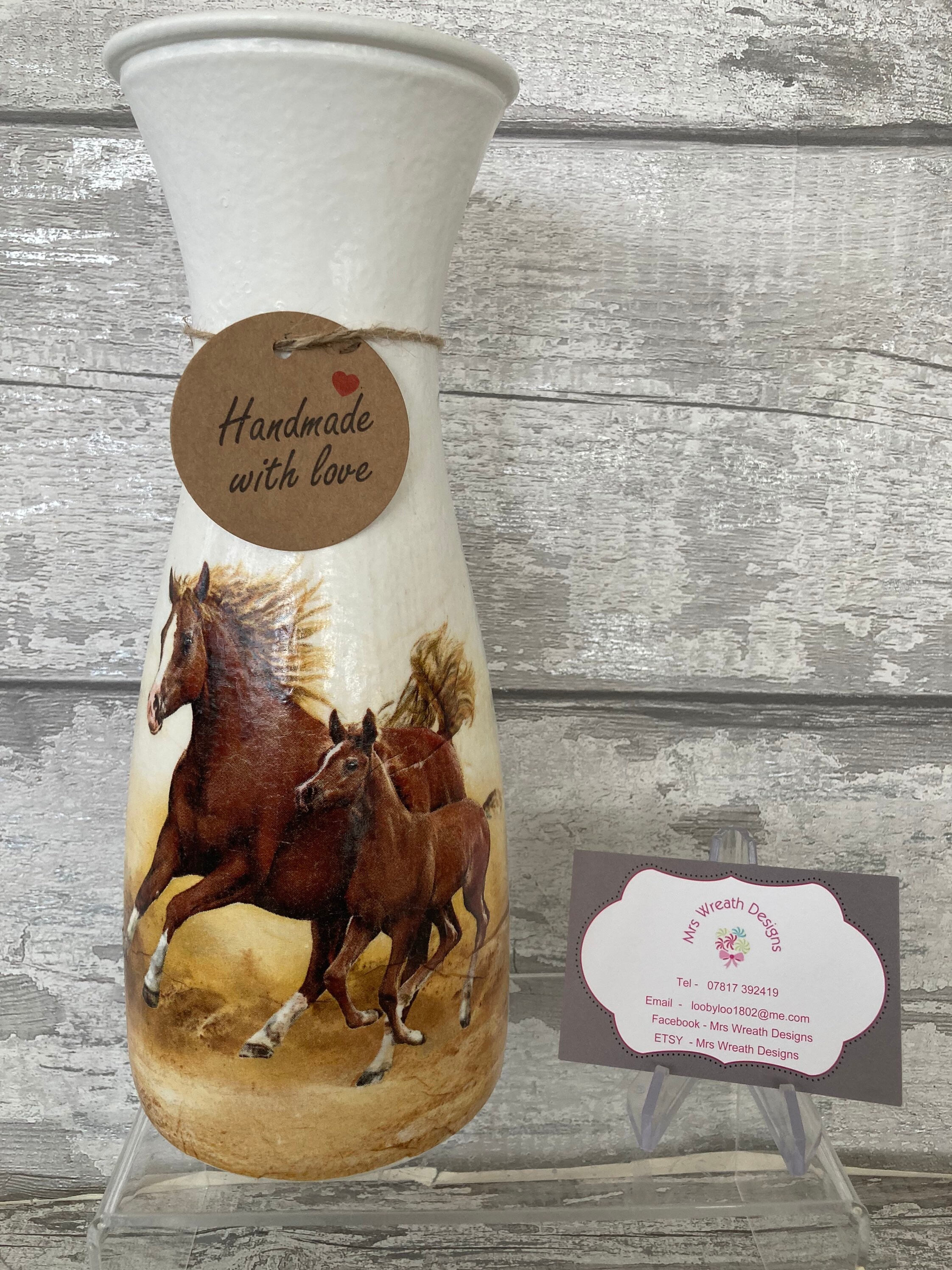 Horse vase horse vase decoupage horse gifts horse lover Etsy