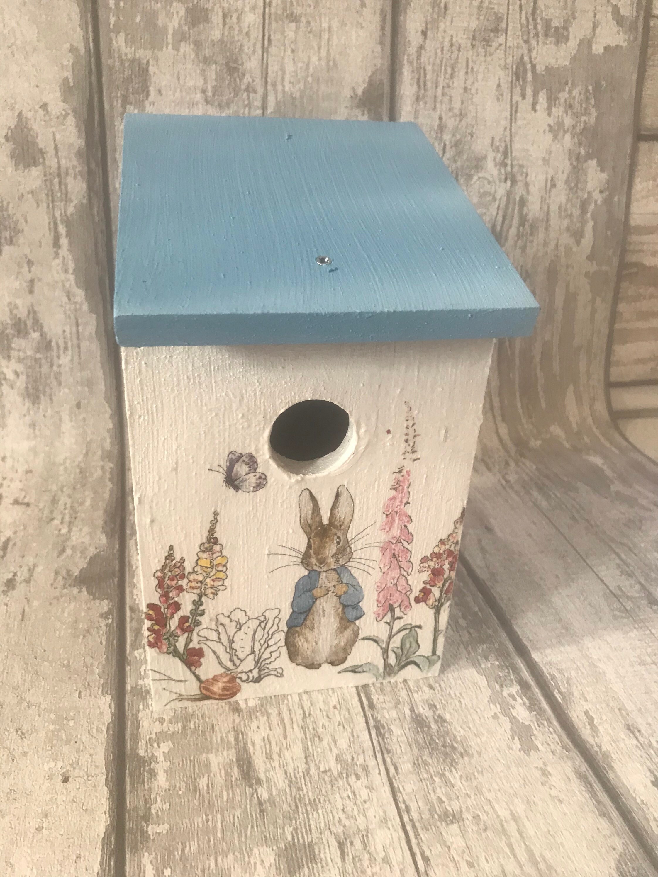 Peter rabbit style bird box nesting box decoupaged m Etsy