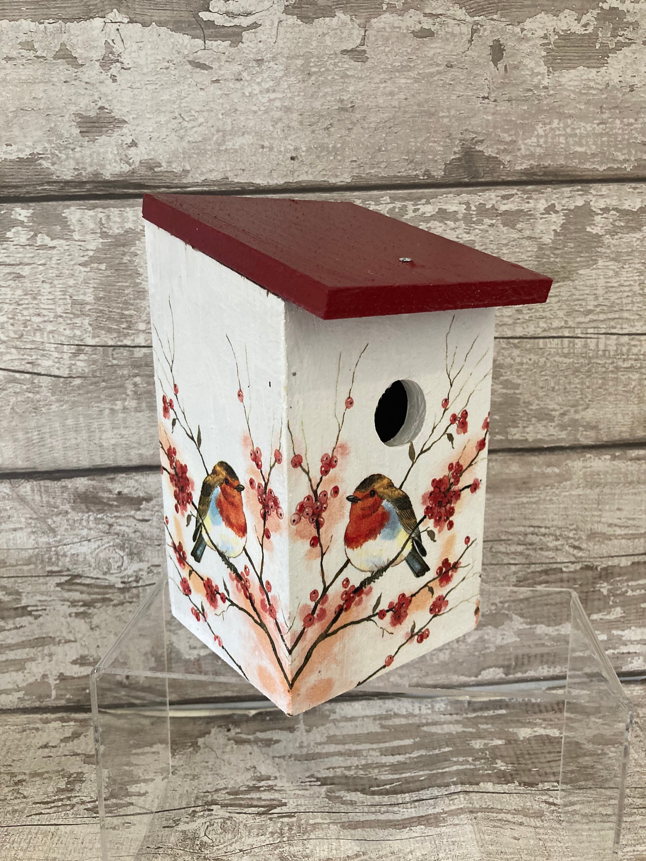 Bird box nesting box Robin box decoupaged garden gifts Etsy