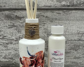 Highland Cow Reed diffuser and oil set  - highland cow gift set, highland cow lovers