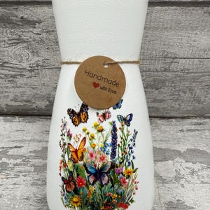 Butterfly vase,  flower  vase ,- decoupage vase, gift, flowers, Mother’s Day gifts ,