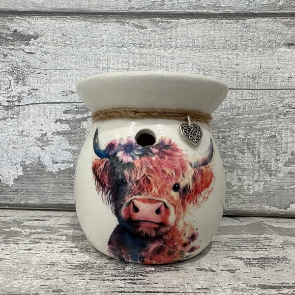 Highland Cow  wax burner, wax melts, oil burner, decouoage, gifts for her