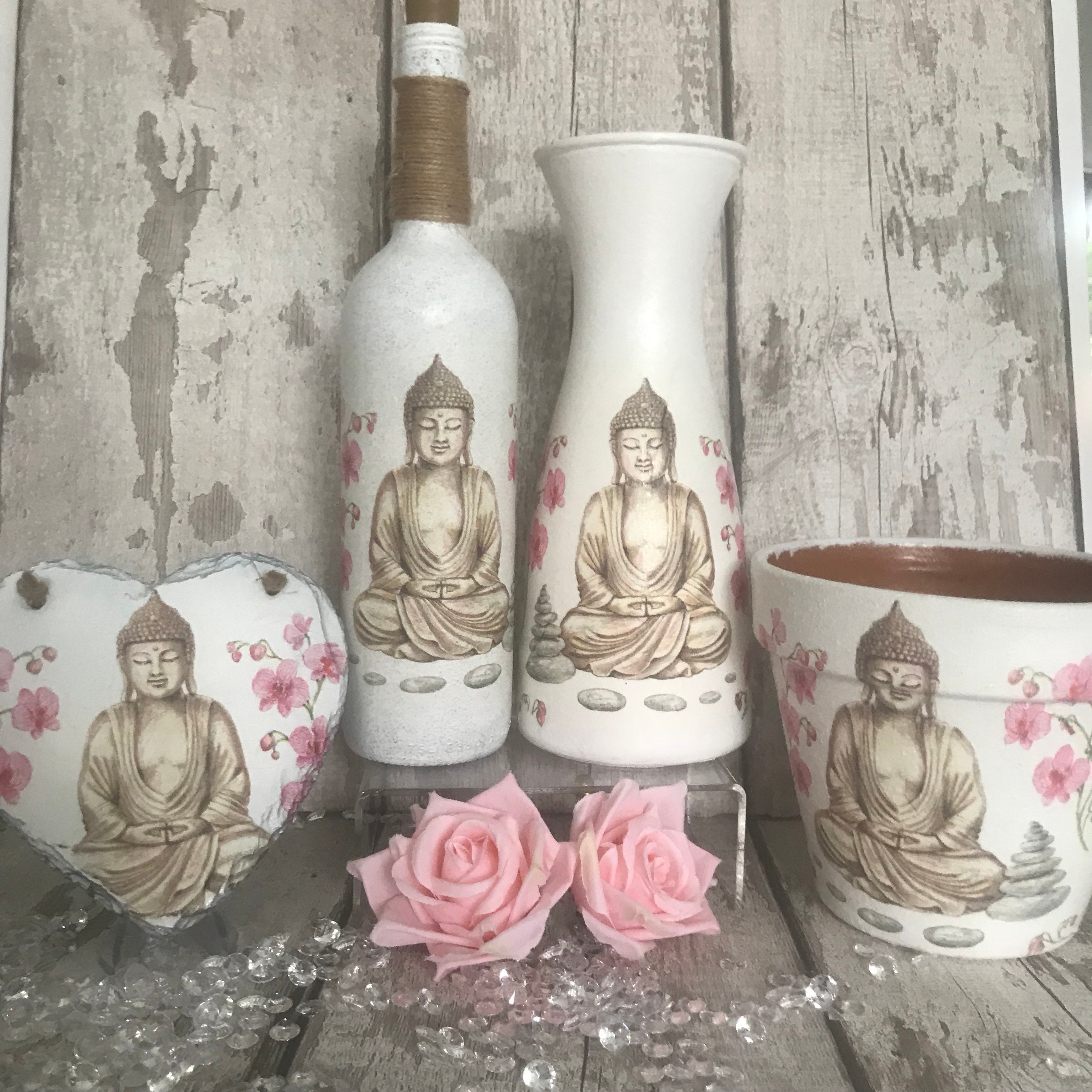 Buddha plant pot inside or out decoupaged Etsy