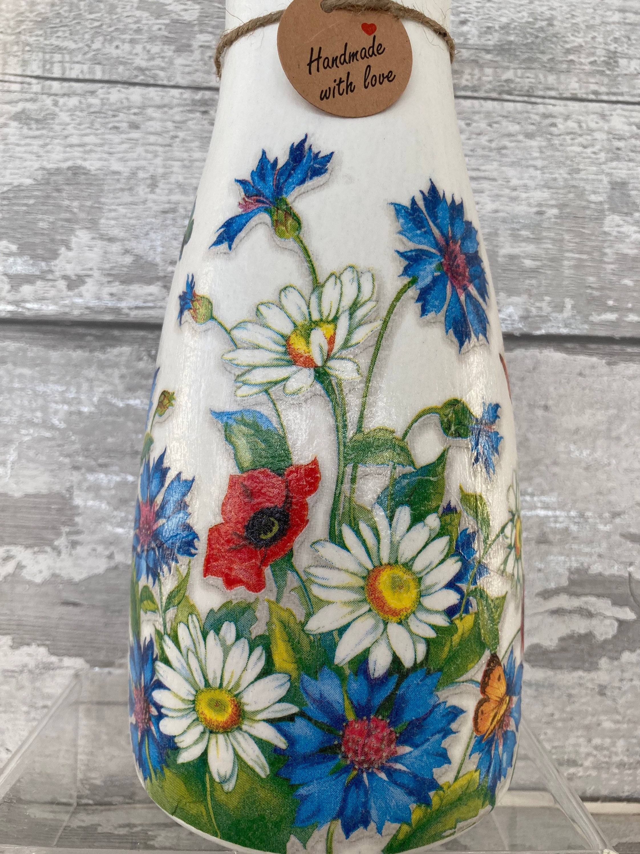 Cornflower vase spring flowers decouoged wild flowers Etsy