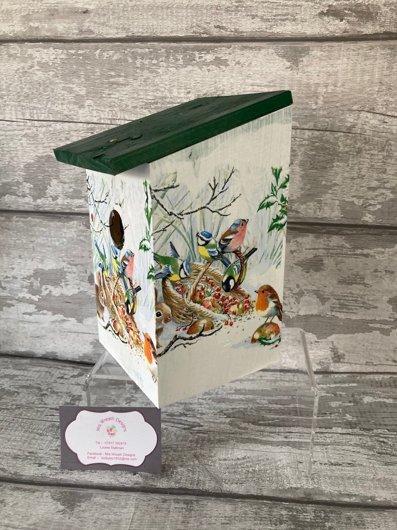 Robin bird box nesting box decoupaged garden gifts Xmas Etsy