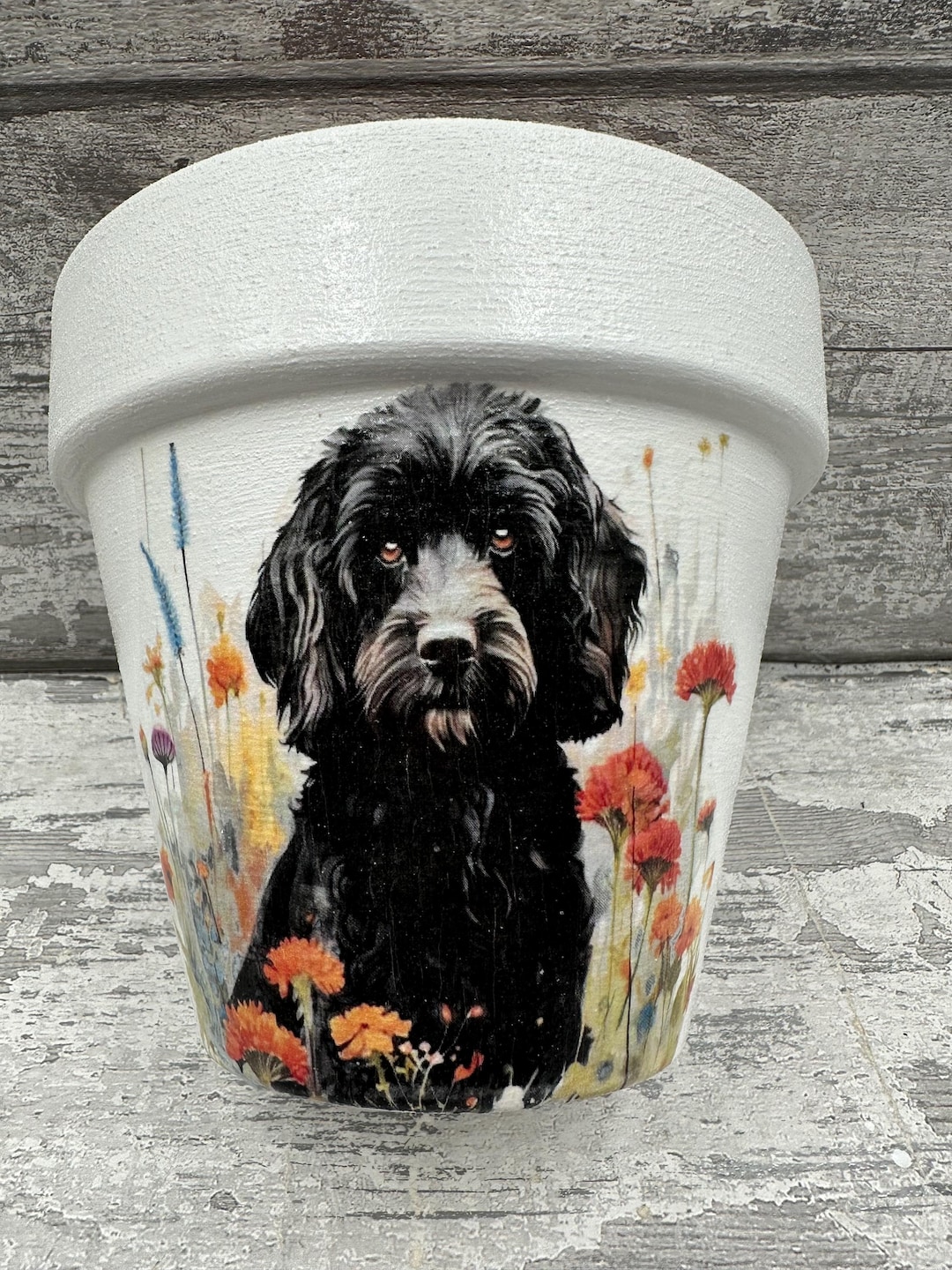 Cockapoo Plant Pot, for Inside or Out, Black Cockapoo, Cockapoo Gifts ...