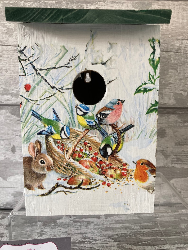 Robin bird box nesting box decoupaged garden gifts Xmas Etsy