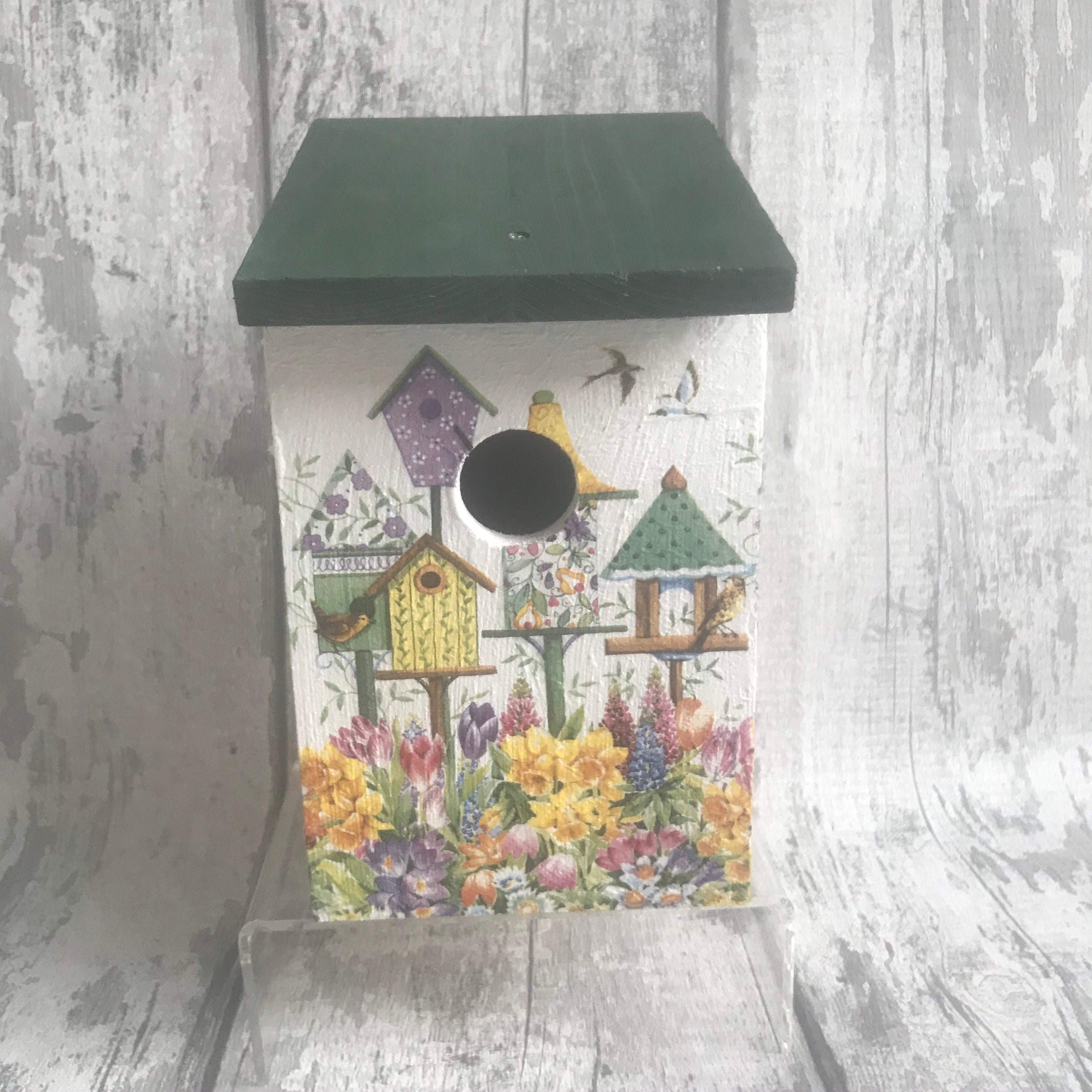 Bird box nesting box garden gifts bird lovers decoupaged Etsy