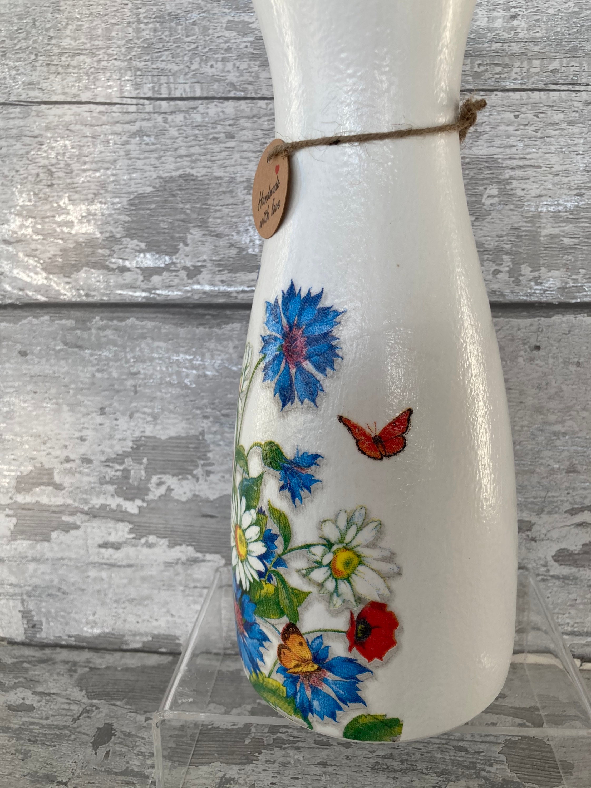 Cornflower vase spring flowers decouoged wild flowers Etsy