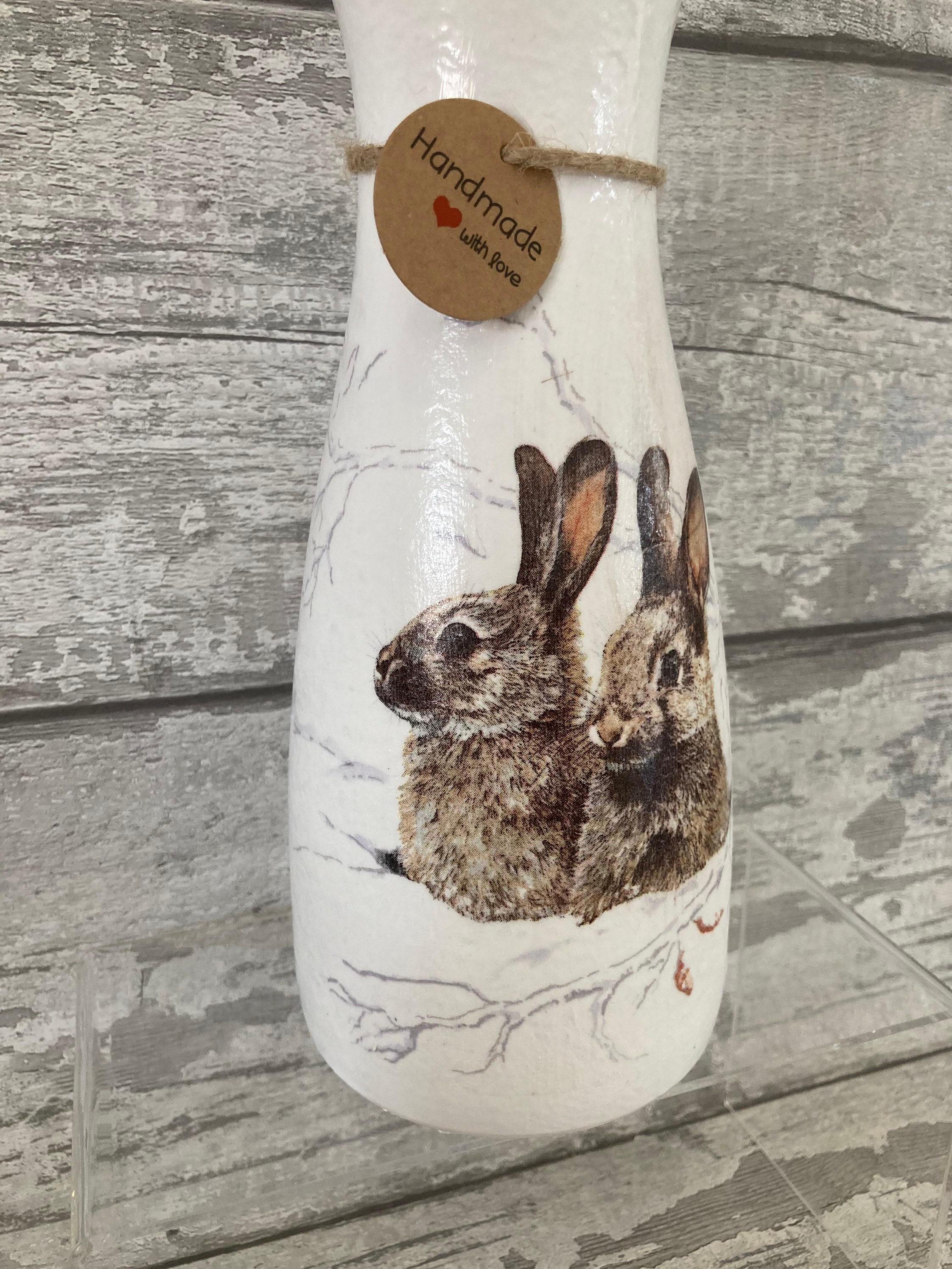 Hare rabbit vase gifts for her vases finish decoupaged Etsy