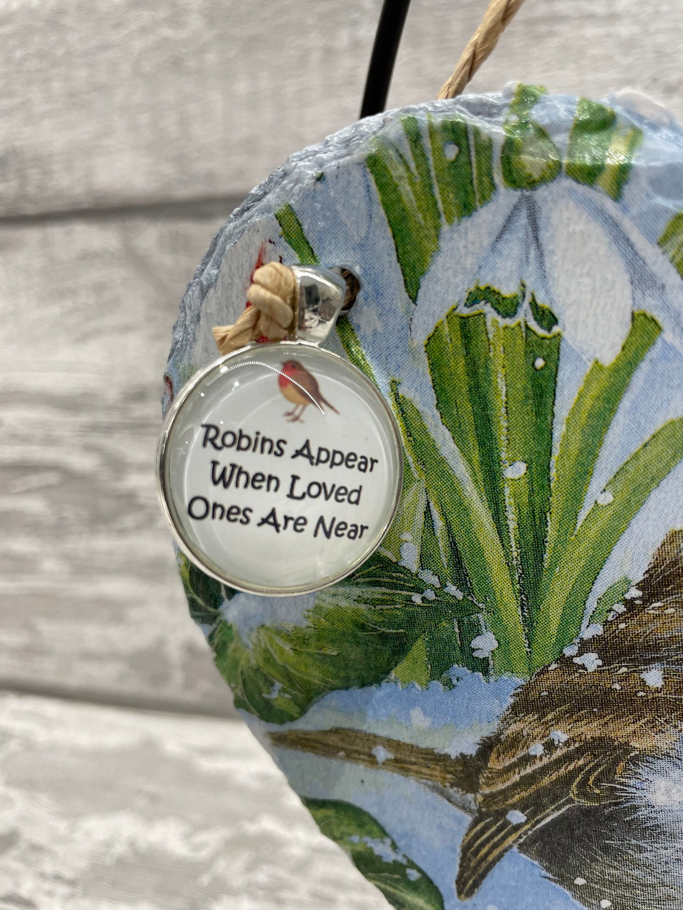 Robin Slate Robin Slate Heart With Display Stand , Robins Appear When Loved Ones ...