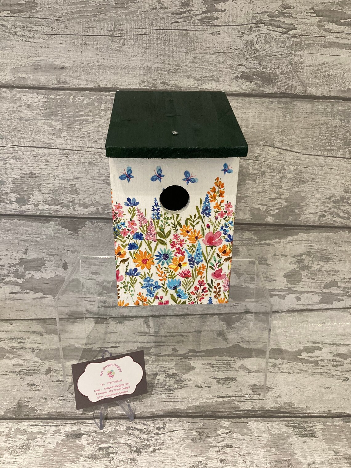 Floral bird box nesting box decoupaged garden gifts Etsy