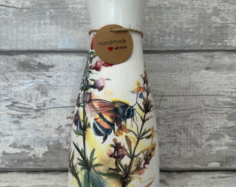 Biene Wildblumen Vase - Decouoage, Bienen Vase, Bienen Geschenke, Wildblumen Vase