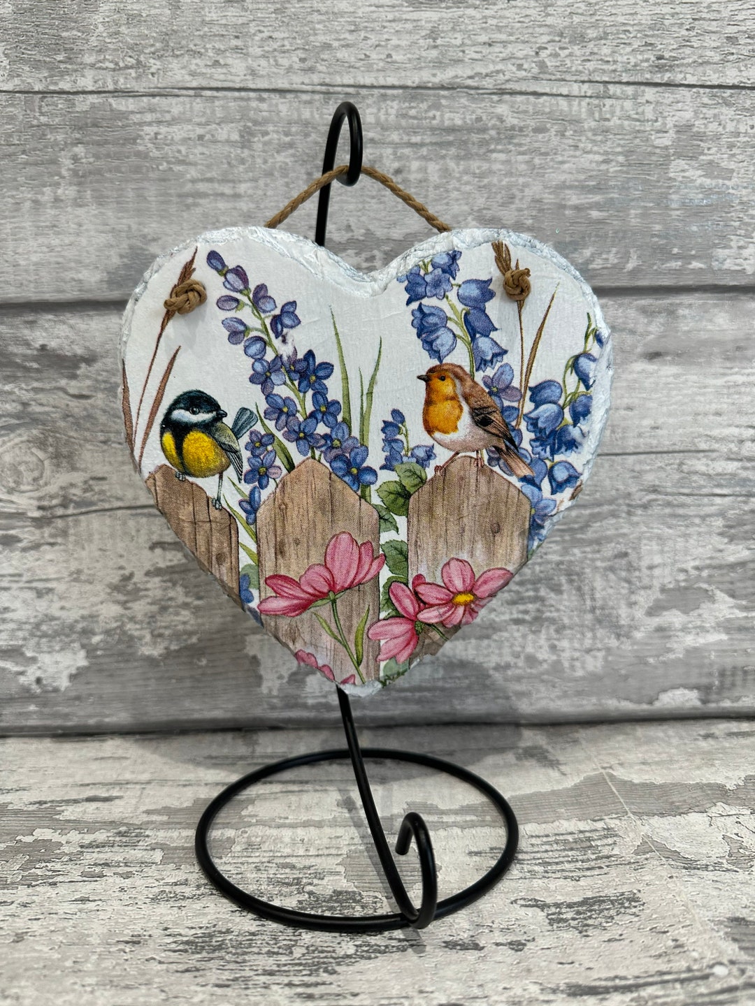 Robin Slate Robin Slate Heart With Display Stand, Robin Gifts - Etsy