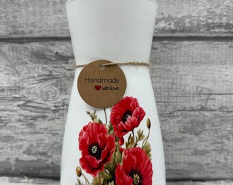Mohnvase, Blumenvase, Decoupagevase, Geschenk, Blumen, Muttertagsgeschenk, Deko-Vase
