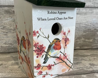 Robin Bird box, nesting box, garden gifts, birds, robins appear when loved ones are near