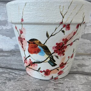 Robin Plant Pot for Inside or Out Decoupaged Robins Garden - Etsy