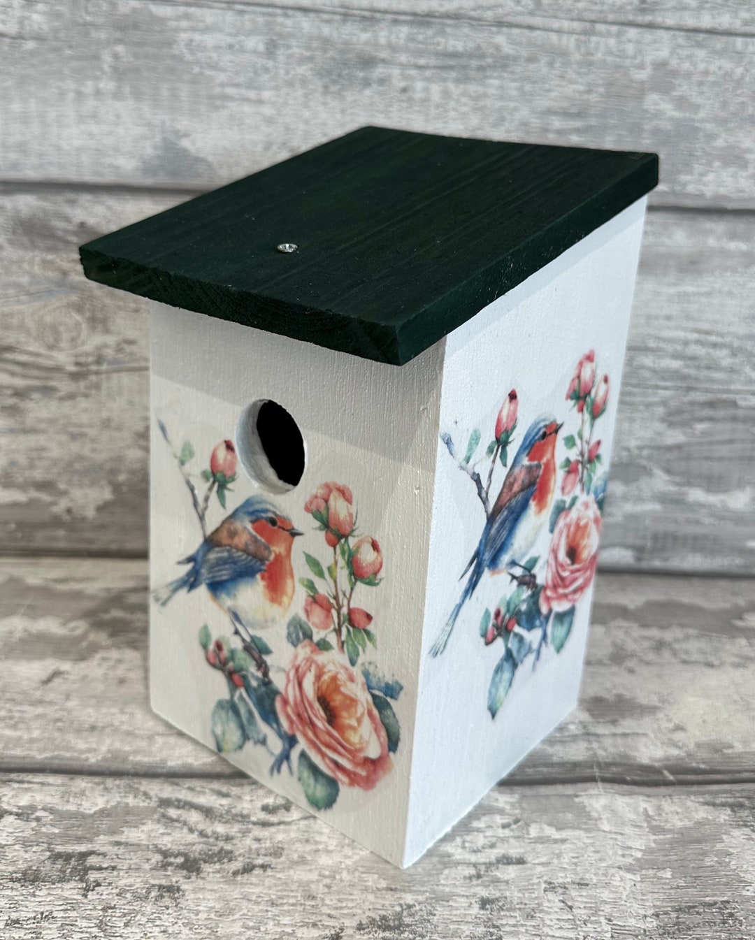 Robin Decoupaged Robin Bird Box, Nesting Box, Decoupaged Garden Gifts, Xmas Gifts ...