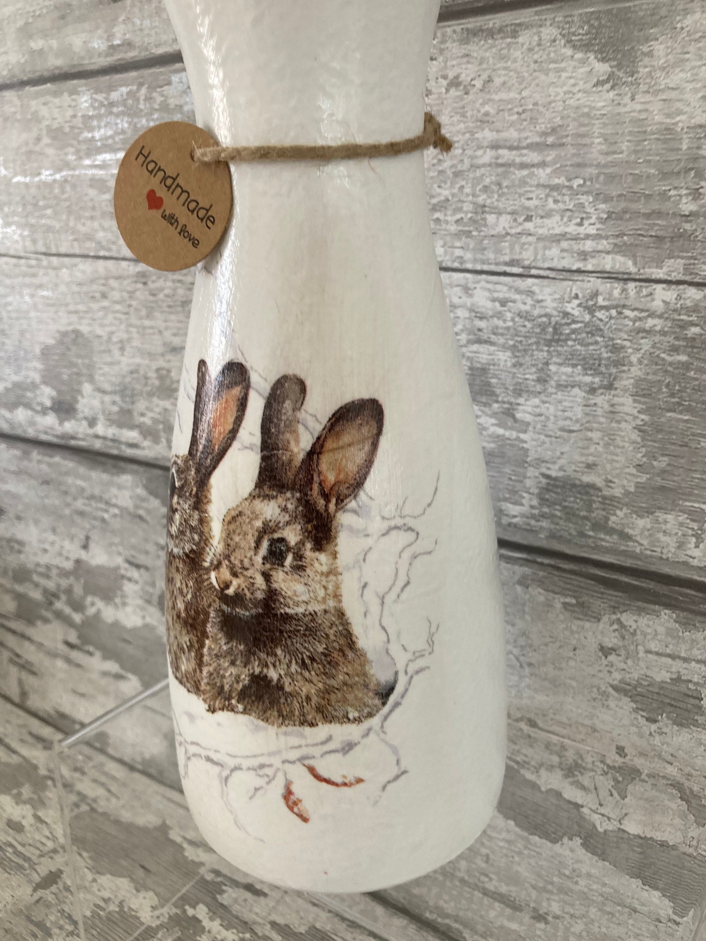 Hare rabbit vase gifts for her vases finish decoupaged Etsy