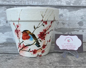 Rotkehlchen Pflanztopf für drinnen oder draußen, Rotkehlchen, Gartengeschenke